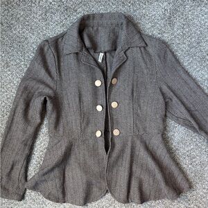 Elegant Women's Herringbone Blazer - Black and White